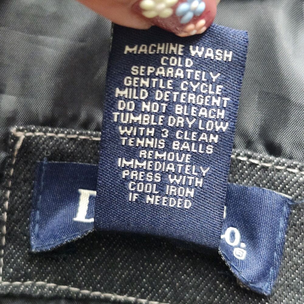 Denim and Co Black Denim Puffer Vest Womens Large Down Feather Fill Snap Zipper - Picture 10 of 12